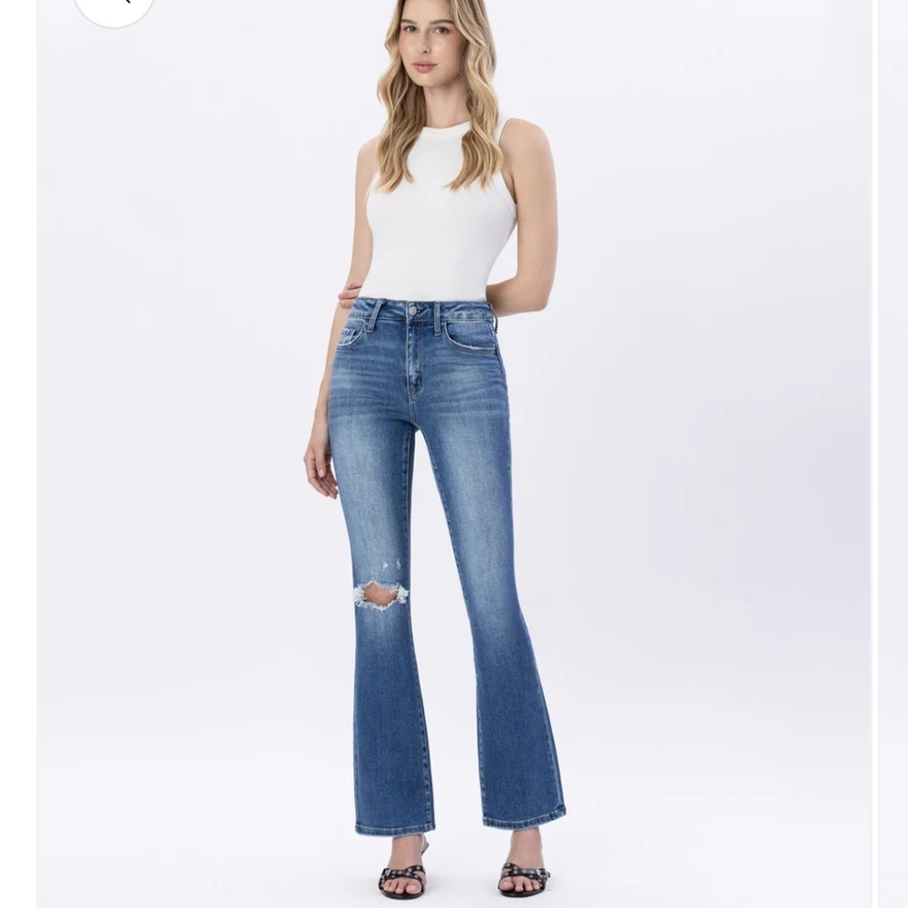 NWT Flying Monkey Distressed Bergenia High Rise Bootcut Blue Jeans